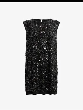 AllSaints Ilia Sequin embolished organic cotton mini dress